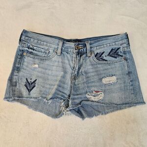 Lucky Brand Denim Shorts The Cutoff Women Sz 6/28 Embroidered Frayed Festival